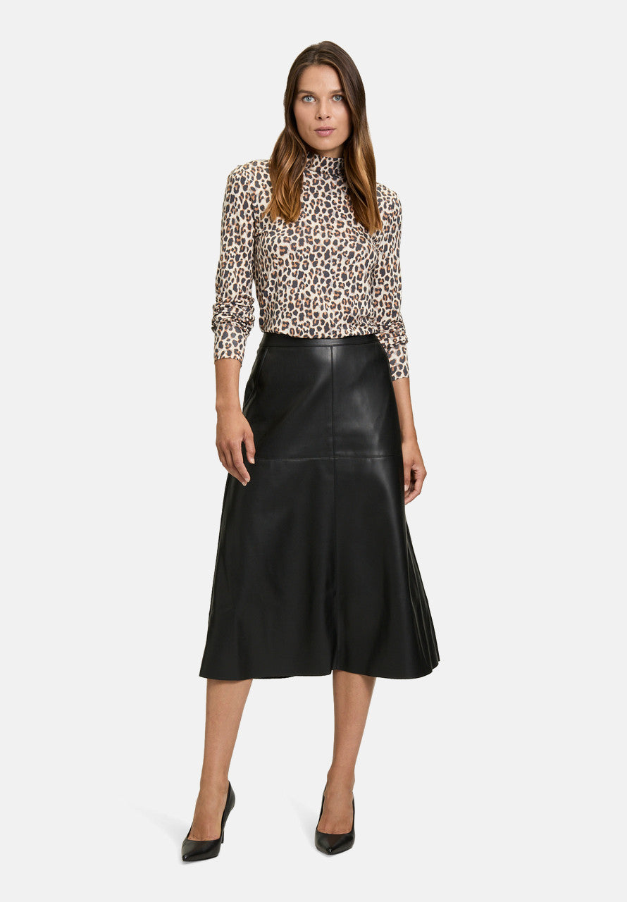 Betty Barclay Faux Leather Midi Skirt Black