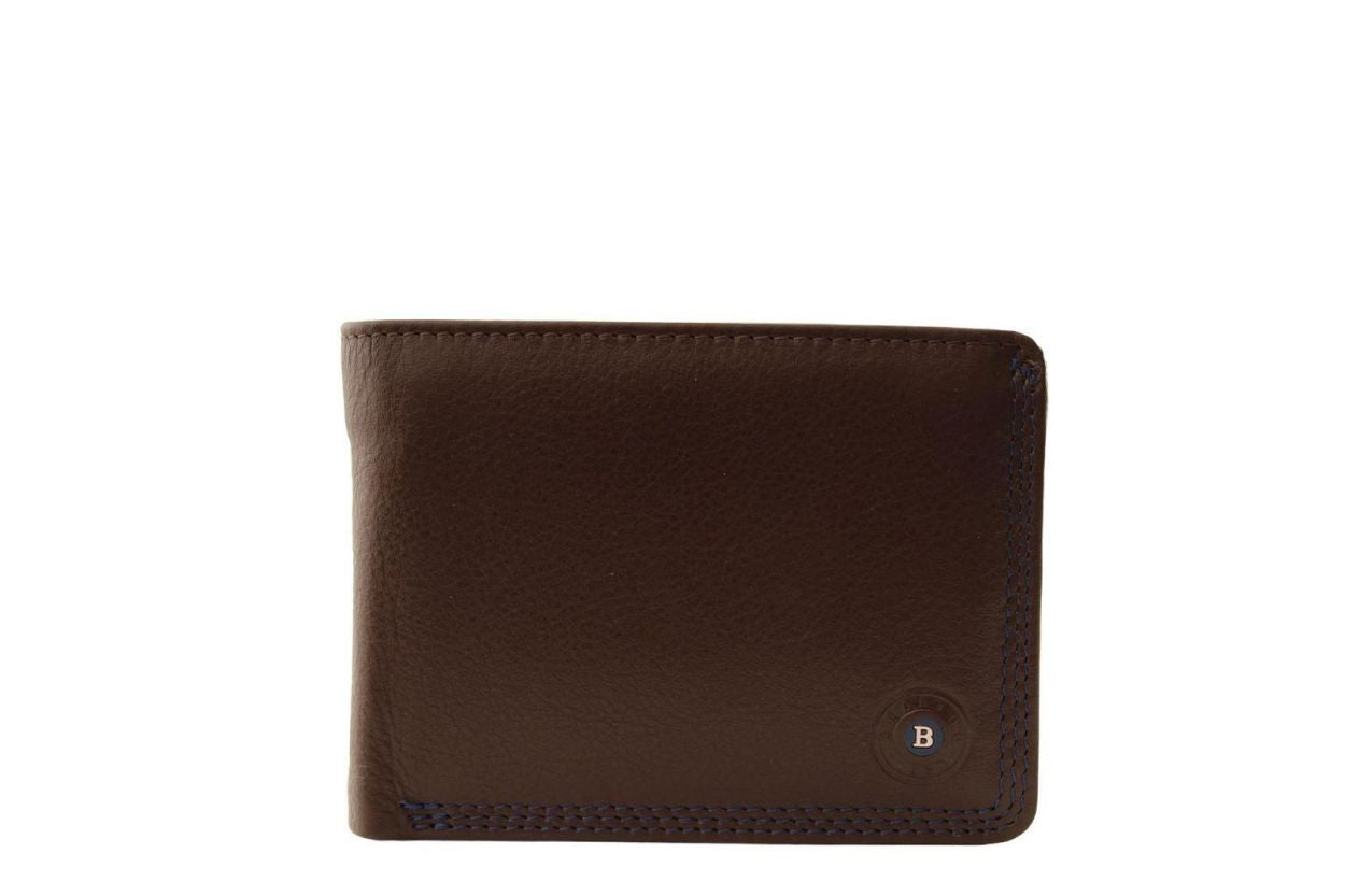 Miguel Bellido Two Tone Leather Card and Coin Wallet Brown