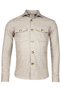 Giordano Bold Herringbone Overshirt Brown