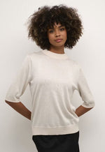 Load image into Gallery viewer, Culture Sparkly Short Sleeve Jumper Cream
