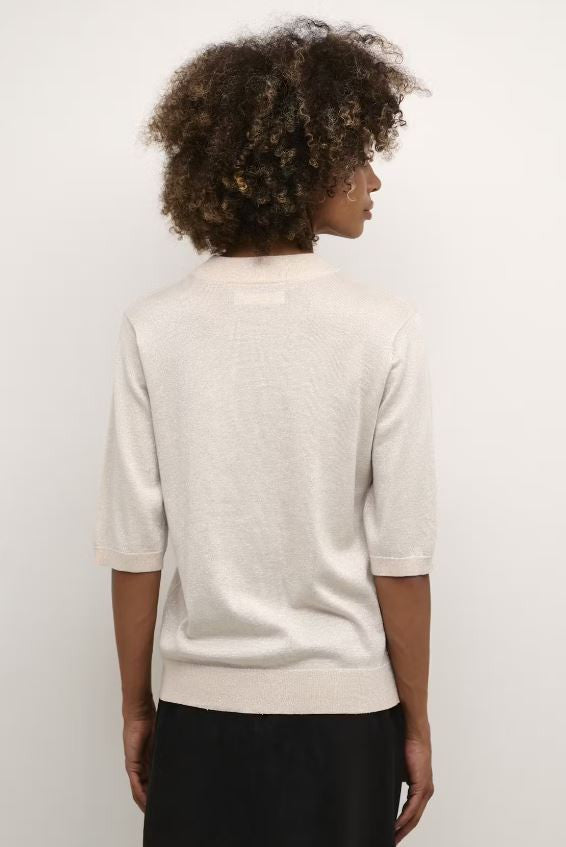 Culture Sparkly Short Sleeve Jumper Cream