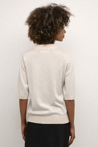 Culture Sparkly Short Sleeve Jumper Cream