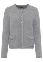 Load image into Gallery viewer, Olsen Pearl Ribbed Cardigan Grey
