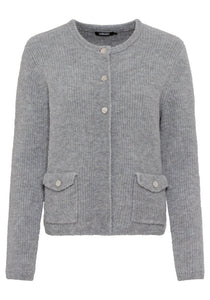 Olsen Pearl Ribbed Cardigan Grey