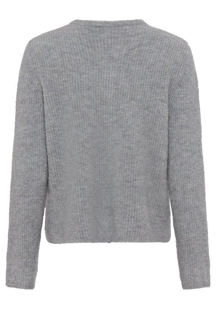 Olsen Pearl Ribbed Cardigan Grey