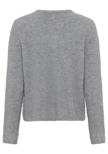 Olsen Pearl Ribbed Cardigan Grey