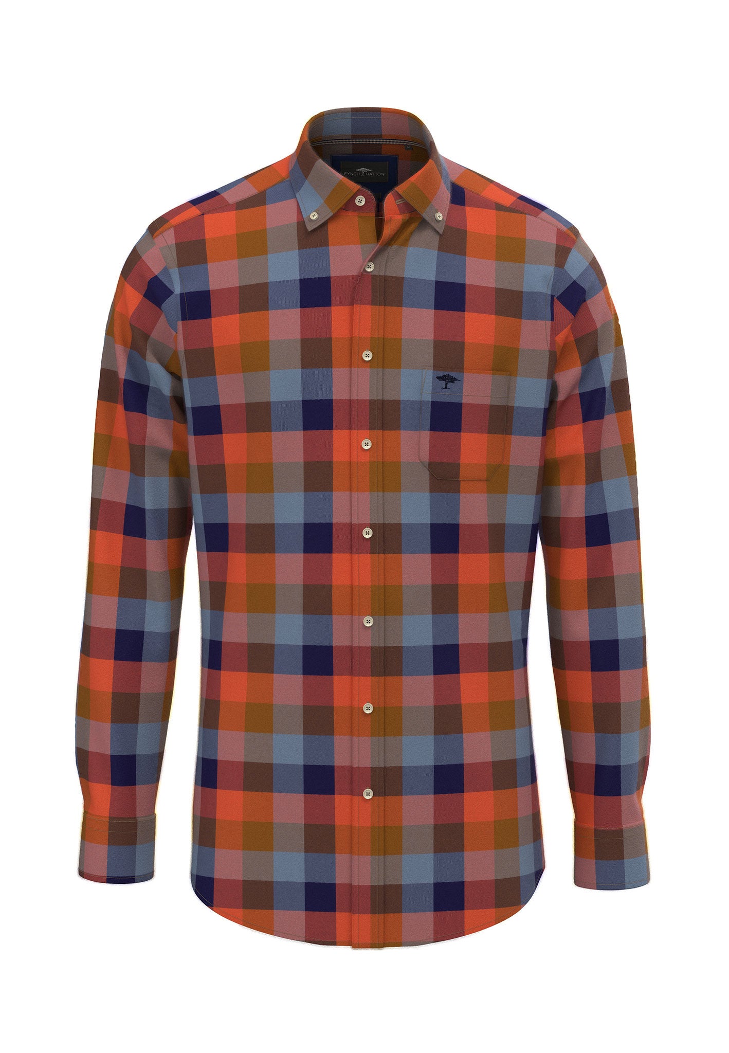 Fynch Hatton Multi Check Flannel Shirt Flame