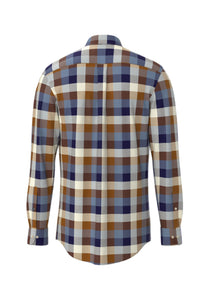 Fynch Hatton Multi Check Flannel Shirt Nut