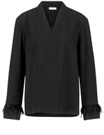 Load image into Gallery viewer, Gerry Weber Feather Detail Blouse  Black
