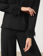 Load image into Gallery viewer, Gerry Weber Feather Detail Blouse  Black
