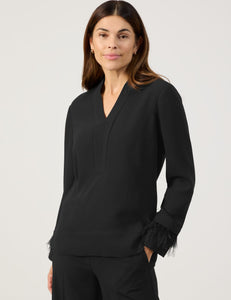 Gerry Weber Feather Detail Blouse  Black