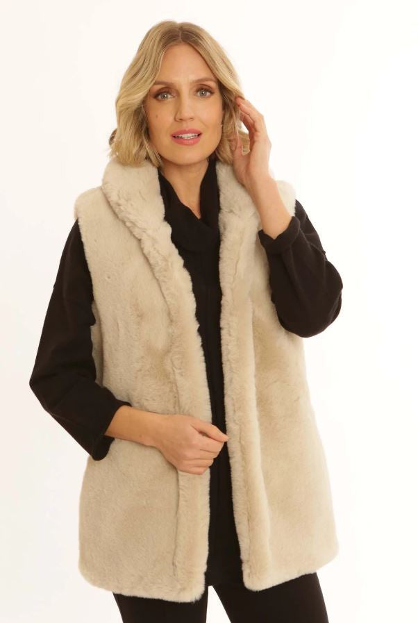 Pomodoro Faux Fur Gilet Stone