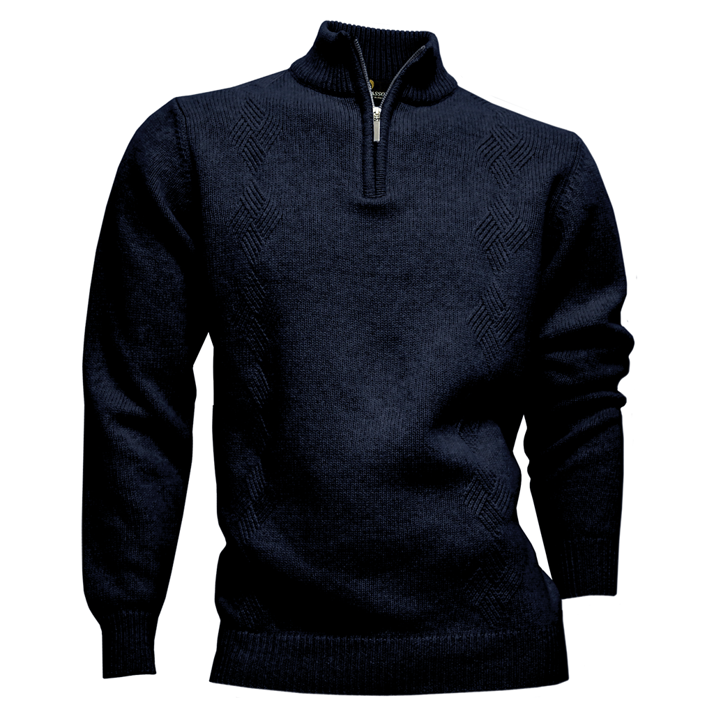 Franco Ponti Massoti Fine Merino Wool Half Zip Navy