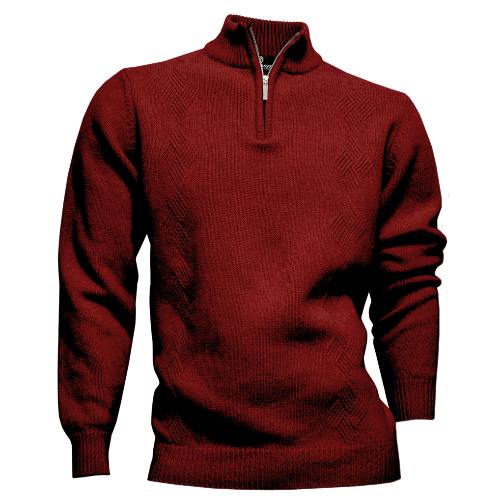 Franco Ponti Massoti Fine Merino Wool Half Zip Wine