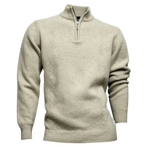 Merino Wool Half Zip Beige
