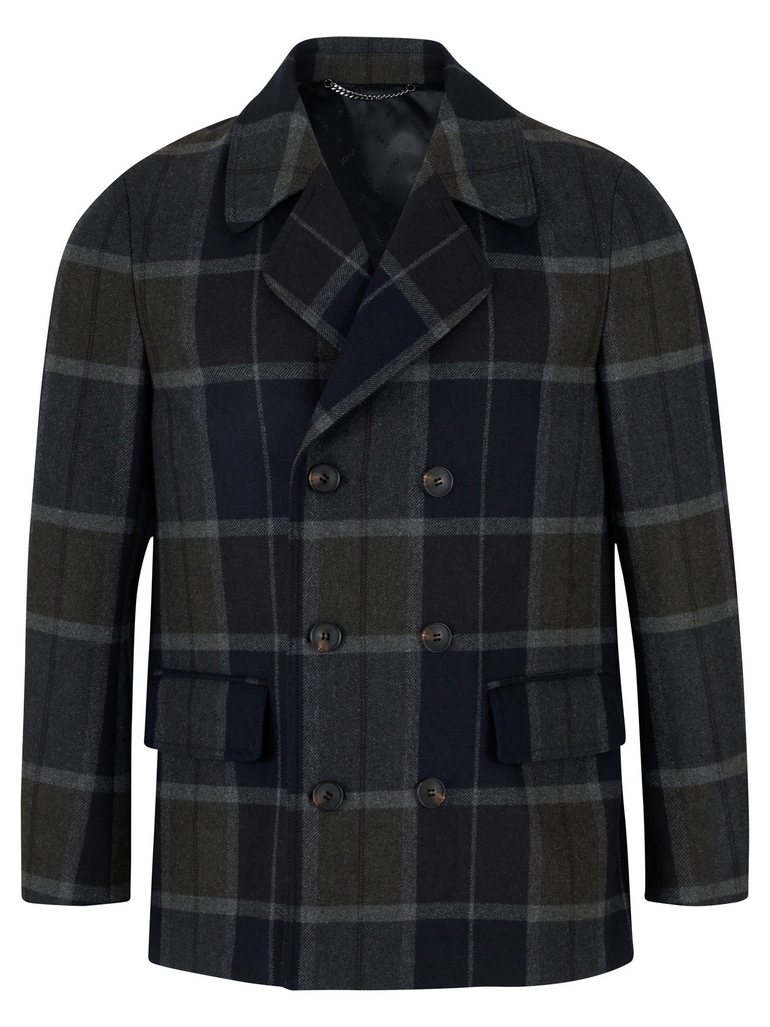 Douglas Navy Checked Beckett Tailored Peacoat