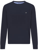 Load image into Gallery viewer, Fynch Hatton Classic Cotton Crew Neck Sweater Navy
