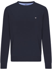 Fynch Hatton Classic Cotton Crew Neck Sweater Navy