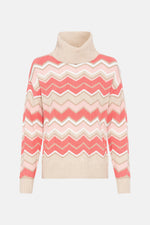 Load image into Gallery viewer, Olsen Zigzag Roll Neck Jumper -BEIGE
