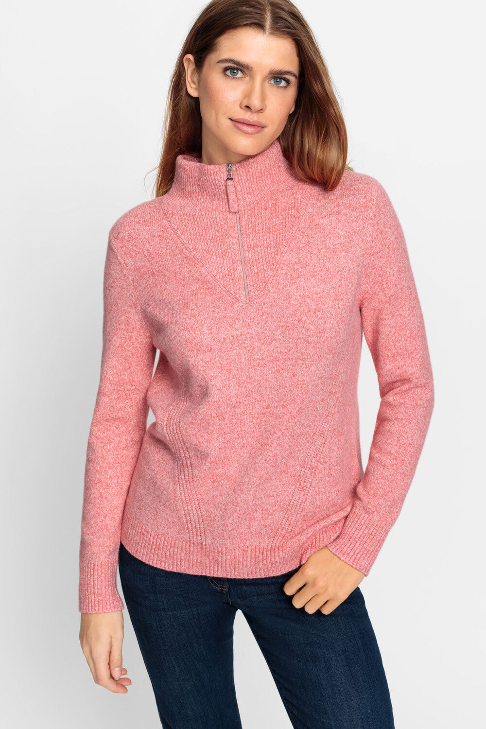 Olsen Half Zip Jumper -CORAL