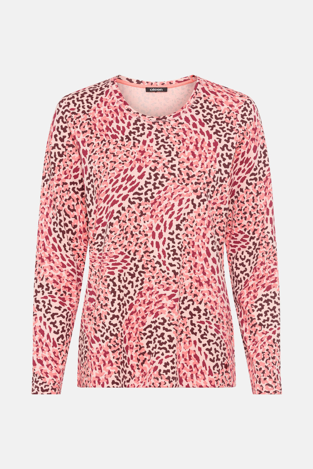 Olsen Animal Print Top -CORAL