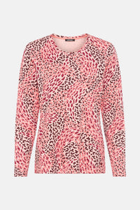 Olsen Animal Print Top -CORAL