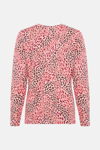 Olsen Animal Print Top -CORAL