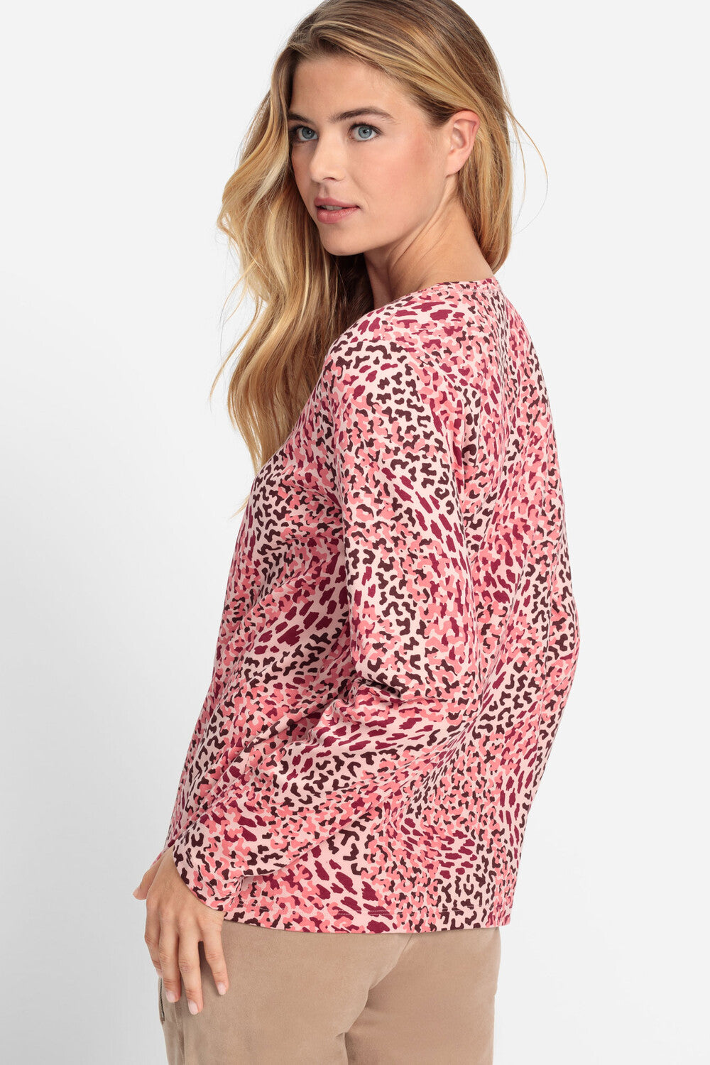 Olsen Animal Print Top -CORAL