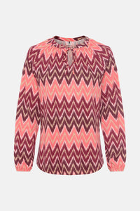 Olsen Zigzag Blouse -CORAL