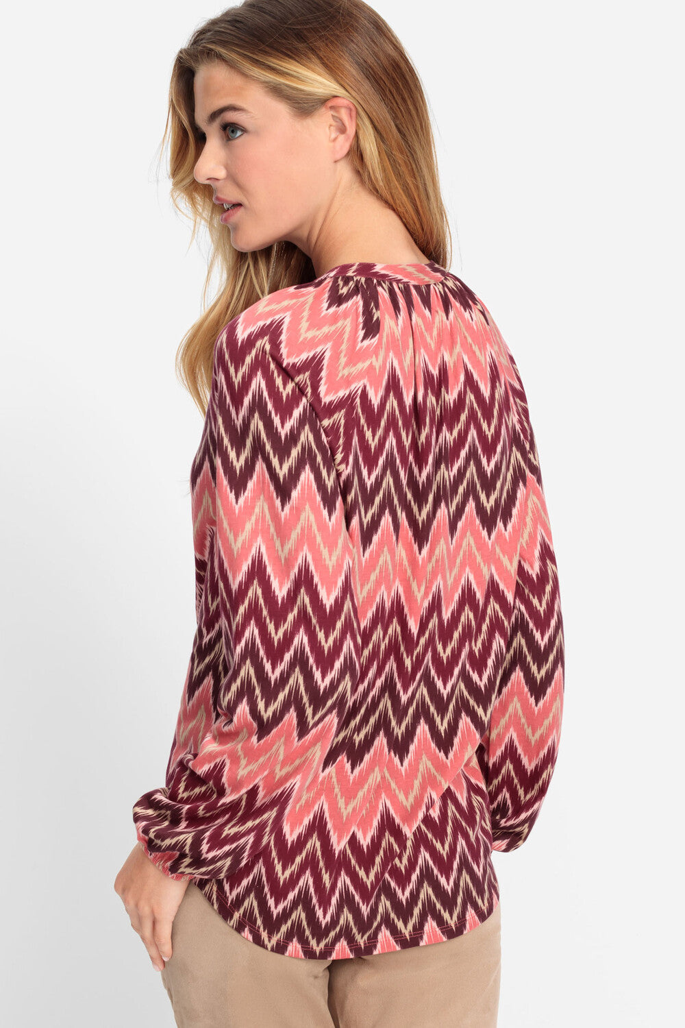 Olsen Zigzag Blouse -CORAL