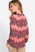 Load image into Gallery viewer, Olsen Zigzag Blouse -CORAL
