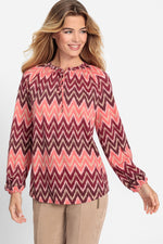 Load image into Gallery viewer, Olsen Zigzag Blouse -CORAL
