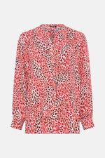 Load image into Gallery viewer, Olsen Animal Print Shirt -CORAL
