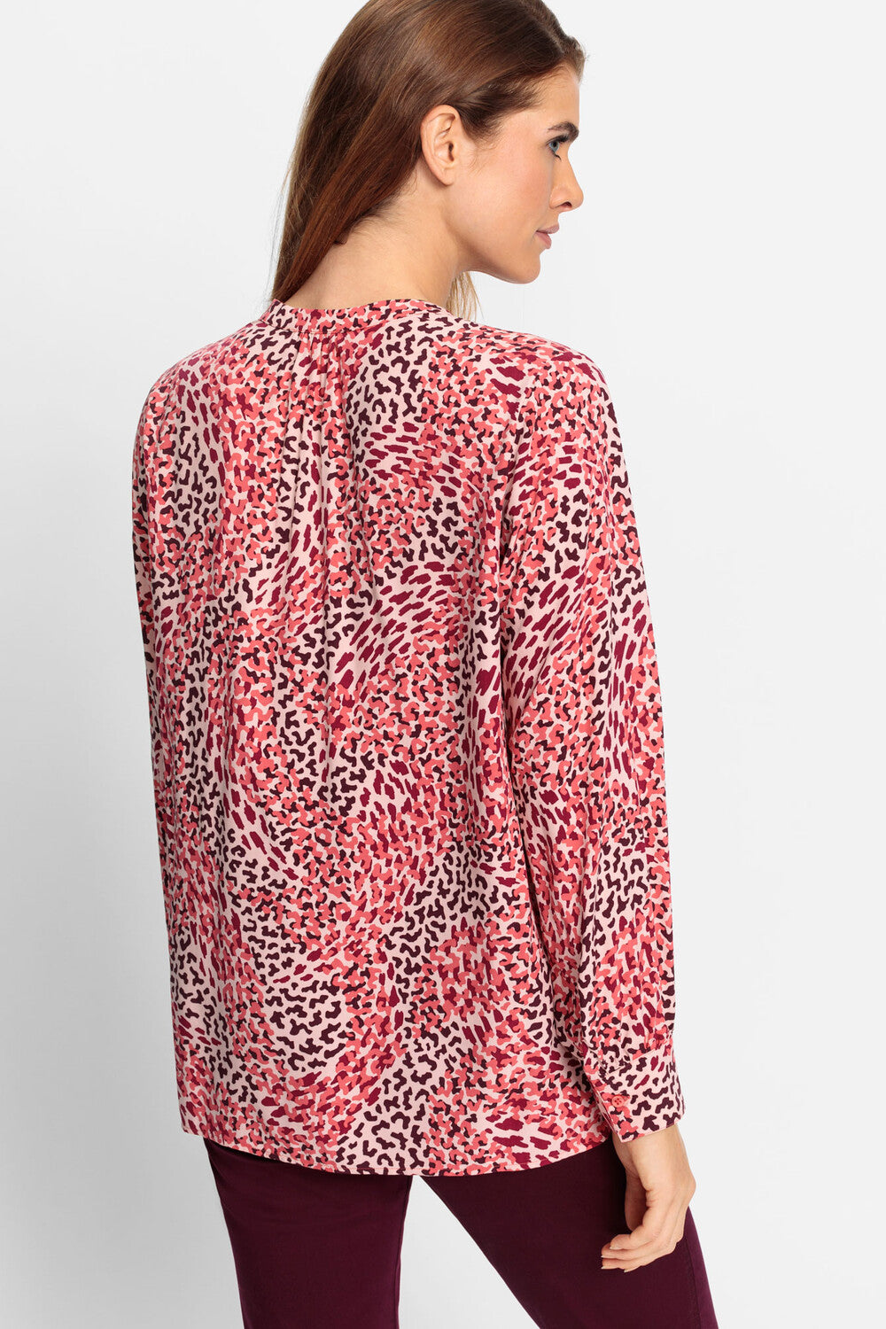 Olsen Animal Print Shirt -CORAL