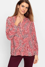 Load image into Gallery viewer, Olsen Animal Print Shirt -CORAL
