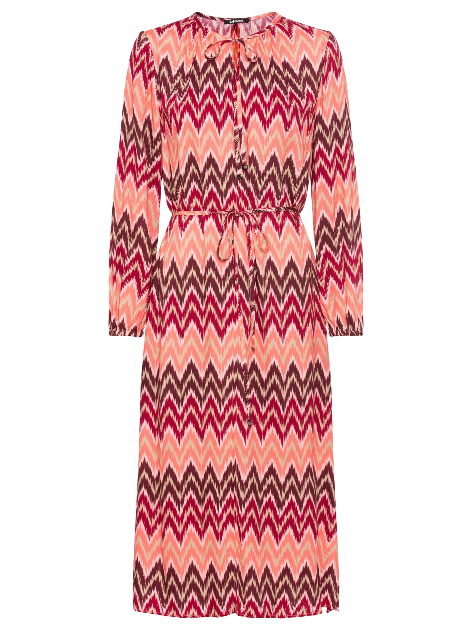 Olsen Zigzag Midi Dress -CORAL