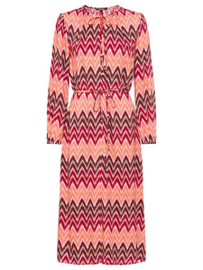 Olsen Zigzag Midi Dress -CORAL