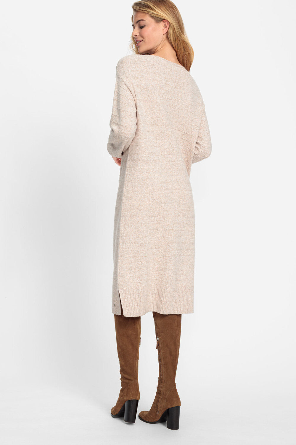 Olsen Knitted Midi Dress -BEIGE