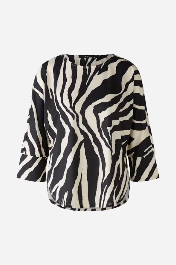 Oui Zebra Printed Blouse Black