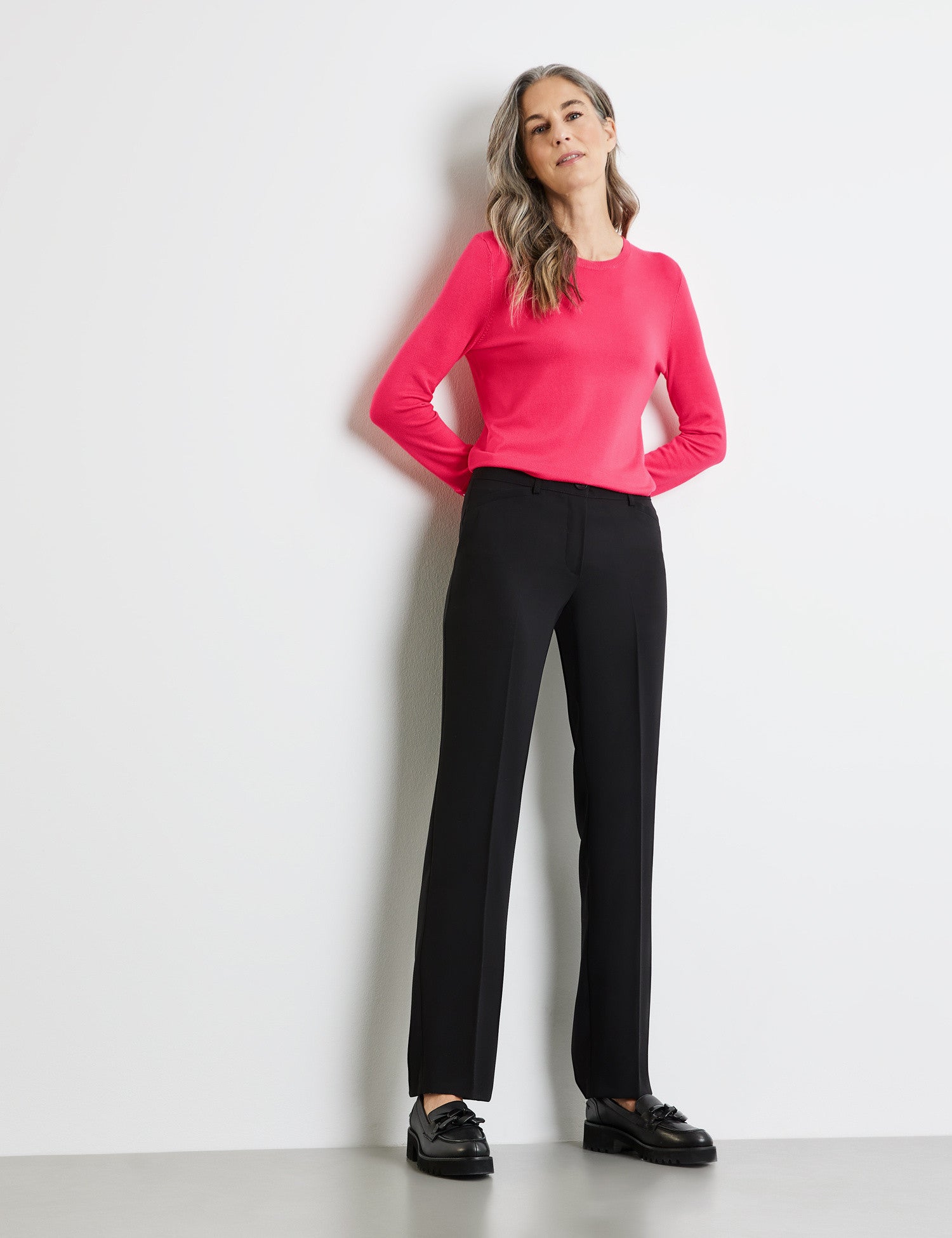 Gerry Weber Pressed Pleat Trousers -BLACK