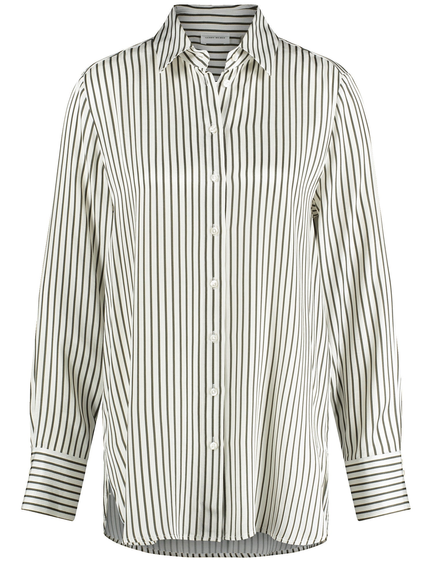 Gerry Weber Stripe Satin Shirt -KHAKI