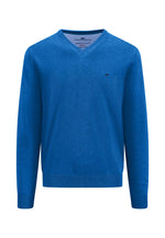 Load image into Gallery viewer, Fynch Hatton Classic V-Neck Cotton Sweater Blue
