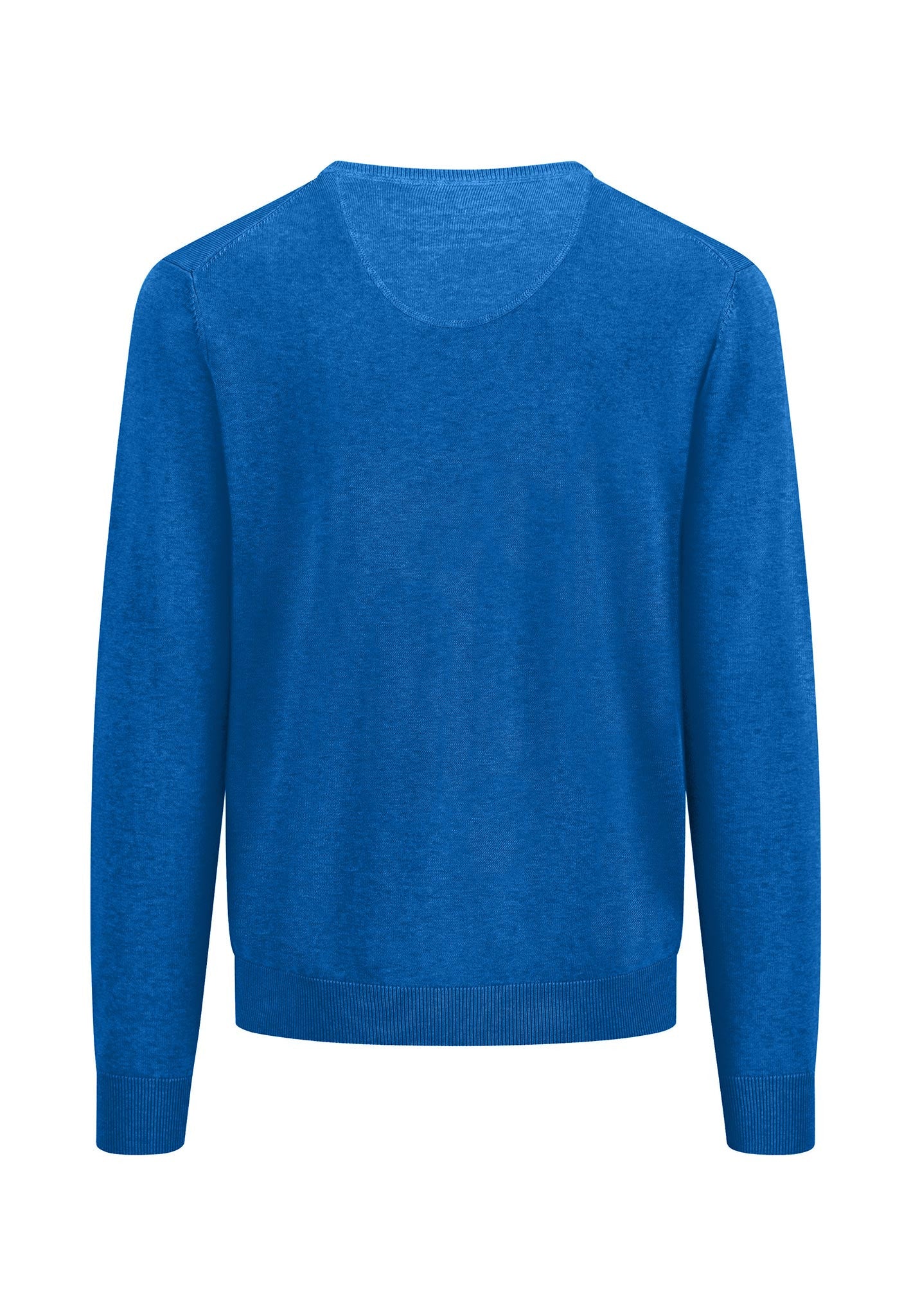 Fynch Hatton Classic V-Neck Cotton Sweater Blue