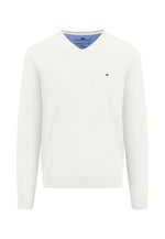 Load image into Gallery viewer, Fynch Hatton Classic V-Neck Cotton Sweater Off White
