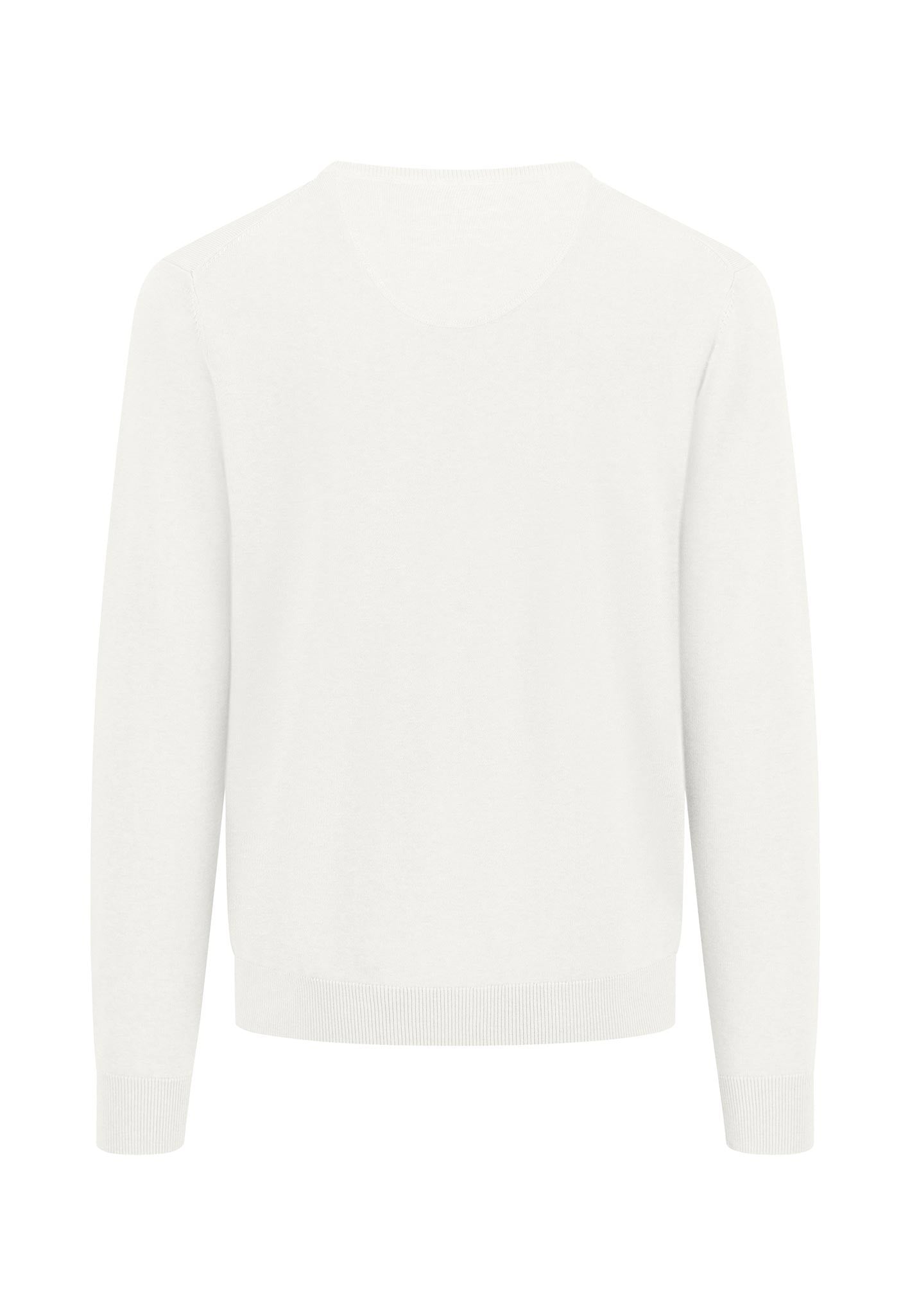 Fynch Hatton Classic V-Neck Cotton Sweater Off White