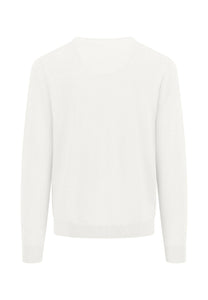 Fynch Hatton Classic V-Neck Cotton Sweater Off White