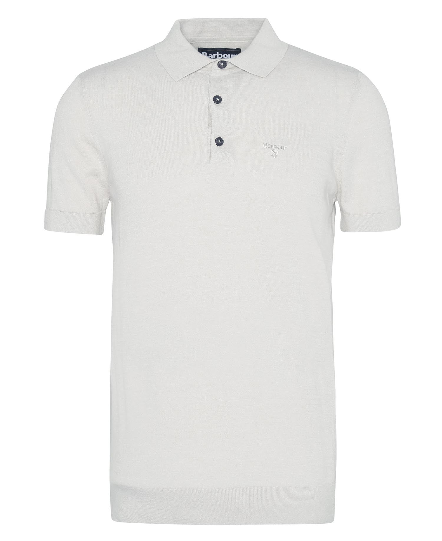 Barbour White Buston Short Sleeve Knitted Polo Shirt