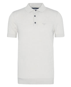 Barbour White Buston Short Sleeve Knitted Polo Shirt