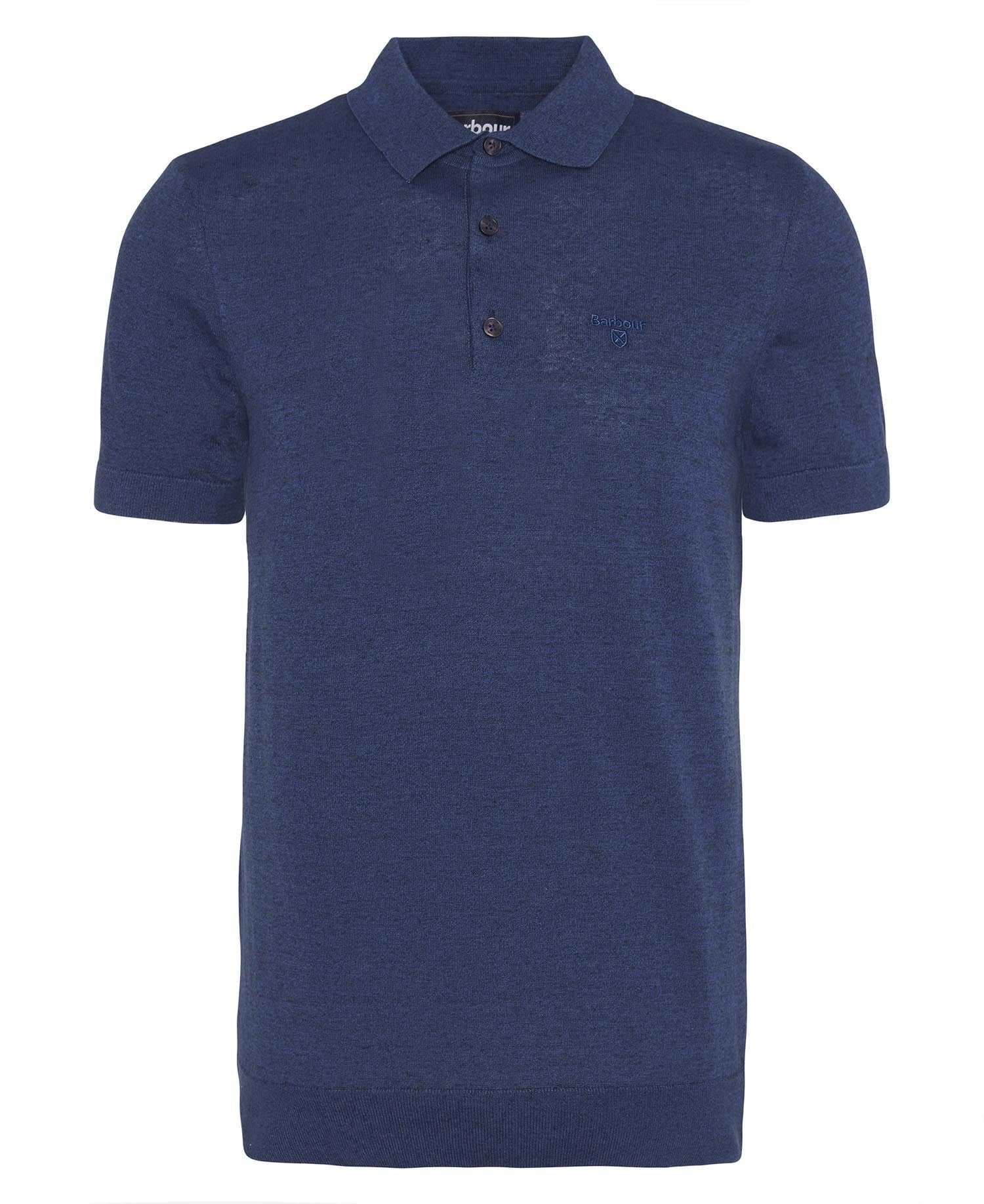 Barbour Navy Buston Short Sleeve Knitted Polo Shirt