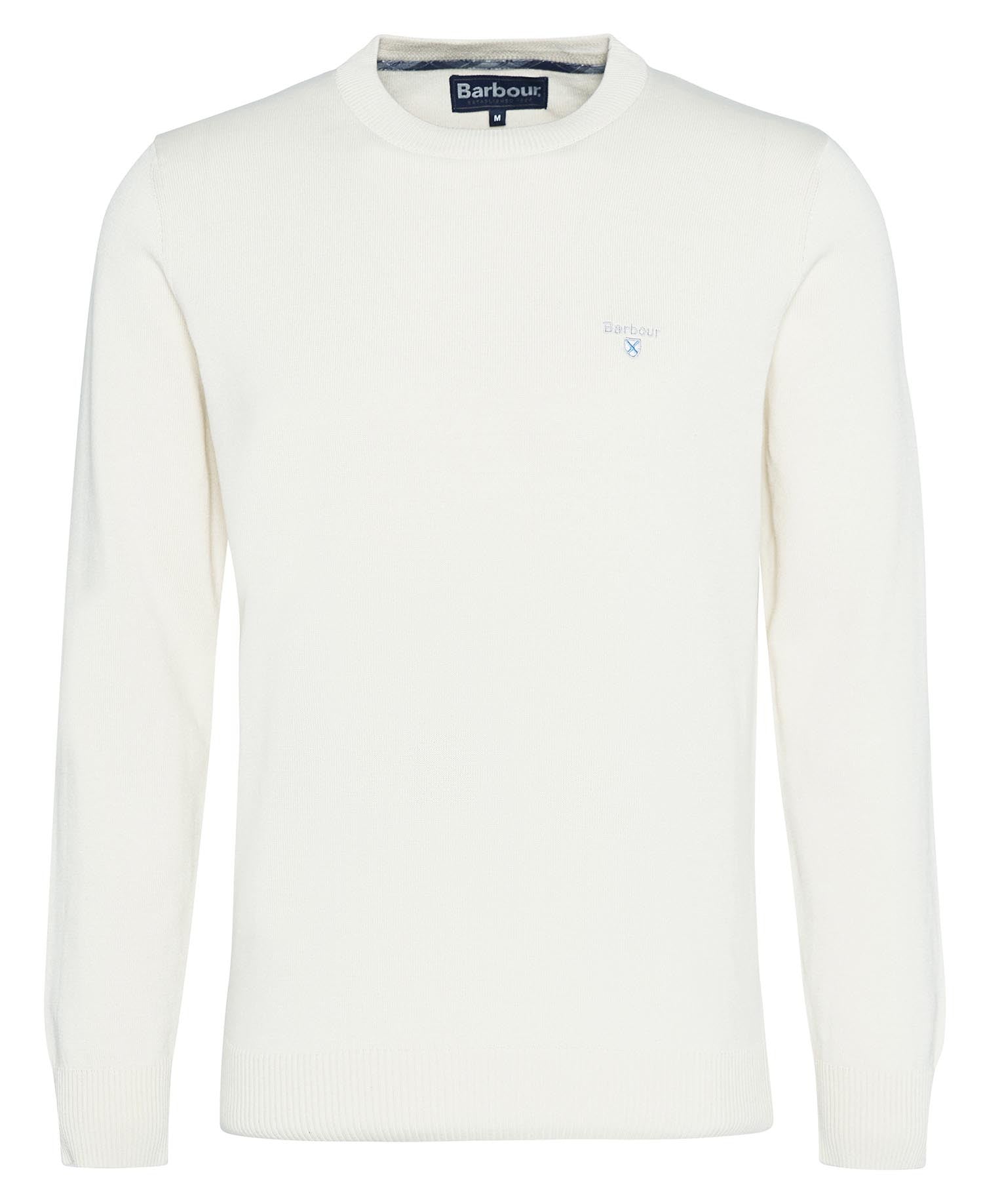 Barbour White Lingwood Compact Cotton Crew Neck Sweater